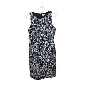 J.‎ Crew Sleeveless Shift Dress Knee Length Cotton Navy White Size 6 Career
